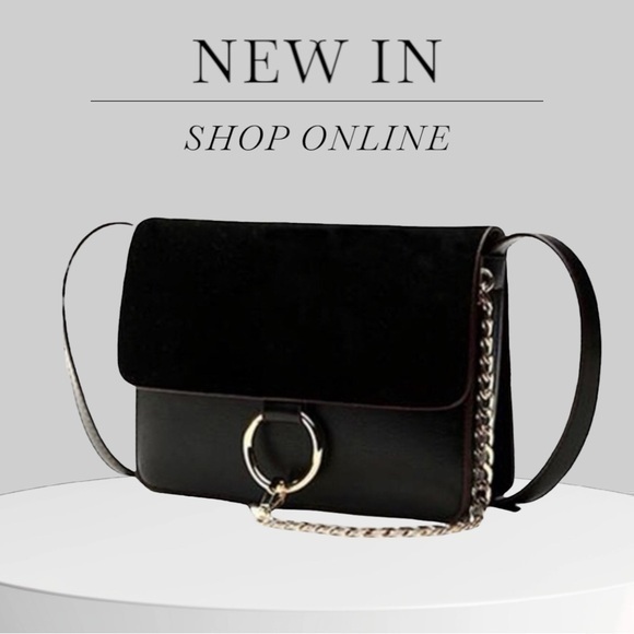 Handbags - Black Crossbody handbag with gold detailing